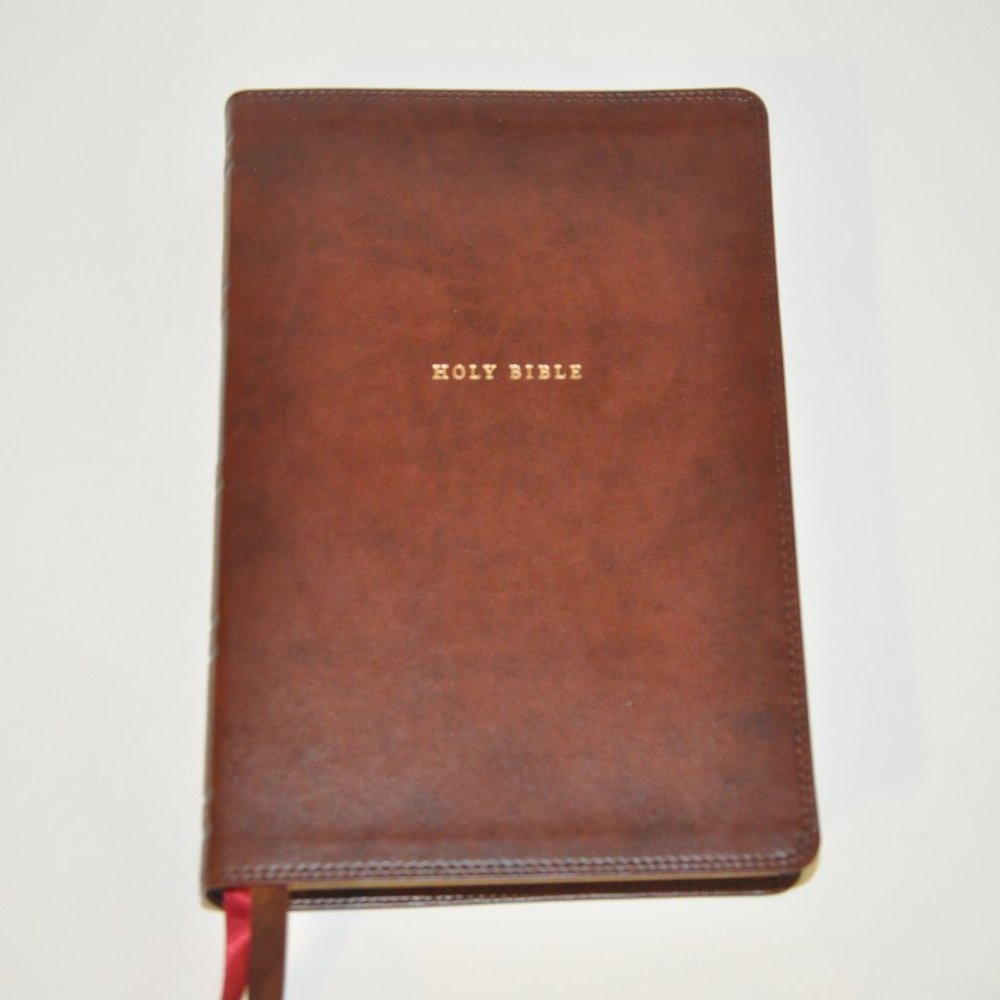 NKJV, Center-Column Reference Bible, Imitation Leather, Brown, Red Letter...